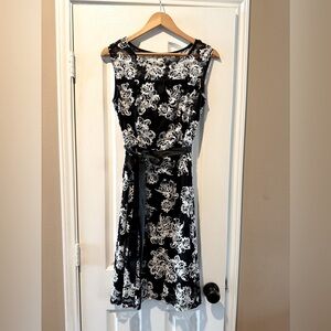 👗Black and White Floral Sleeveless Dress. Wedding. Cocktail. Party.